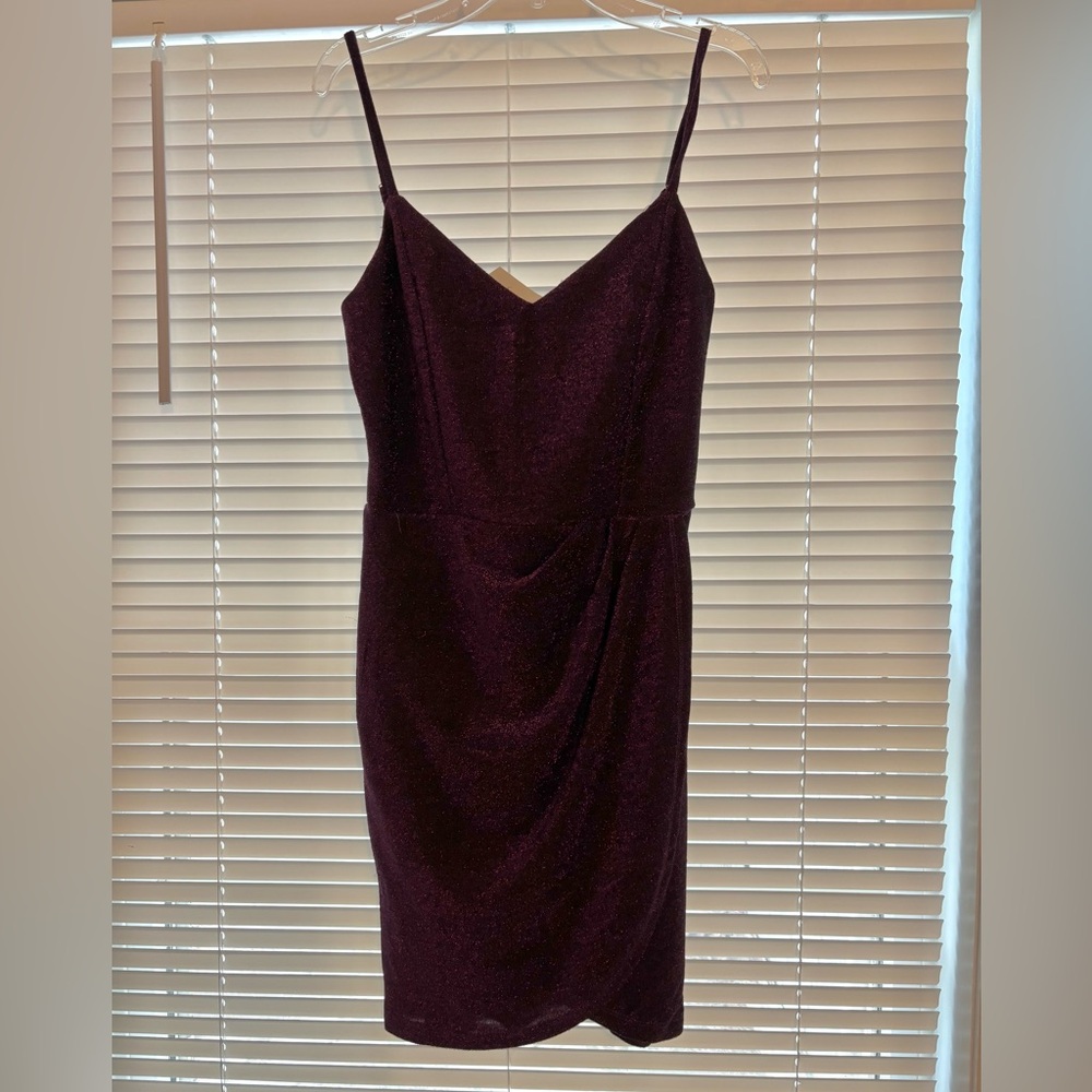 mi ami Sheath Purple Dress Spaghetti Strap
